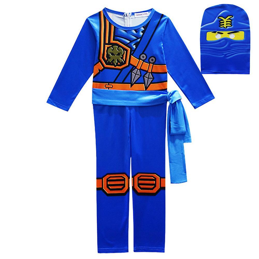 Shinestar Ninjago Costume Jumpsuits Kids Boys Girls Fancy Dress Halloween Party Cosplay Bodysuits Outfits Clothes Sets Blue 7-8Years