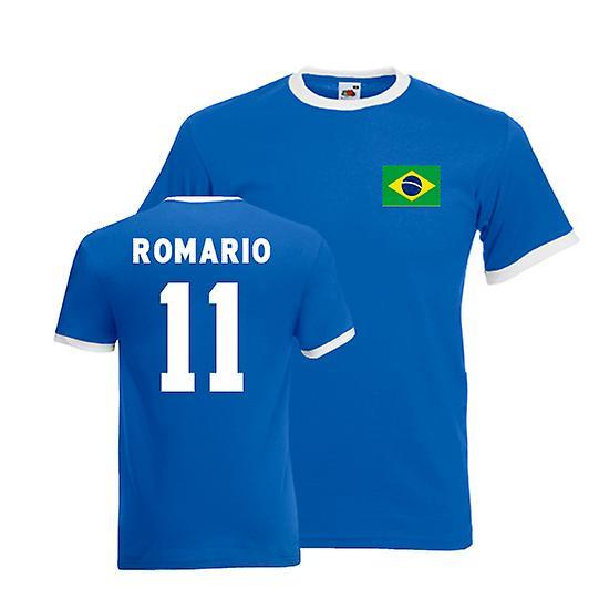 Gildan Romario Brazil Ringer Tee (blue) Medium (38-40 inch)