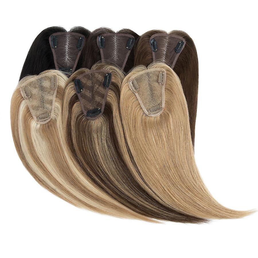 Sego Hair Toppers with Bangs Human Hair Topper Hair Pieces For Women medium brown 14inch