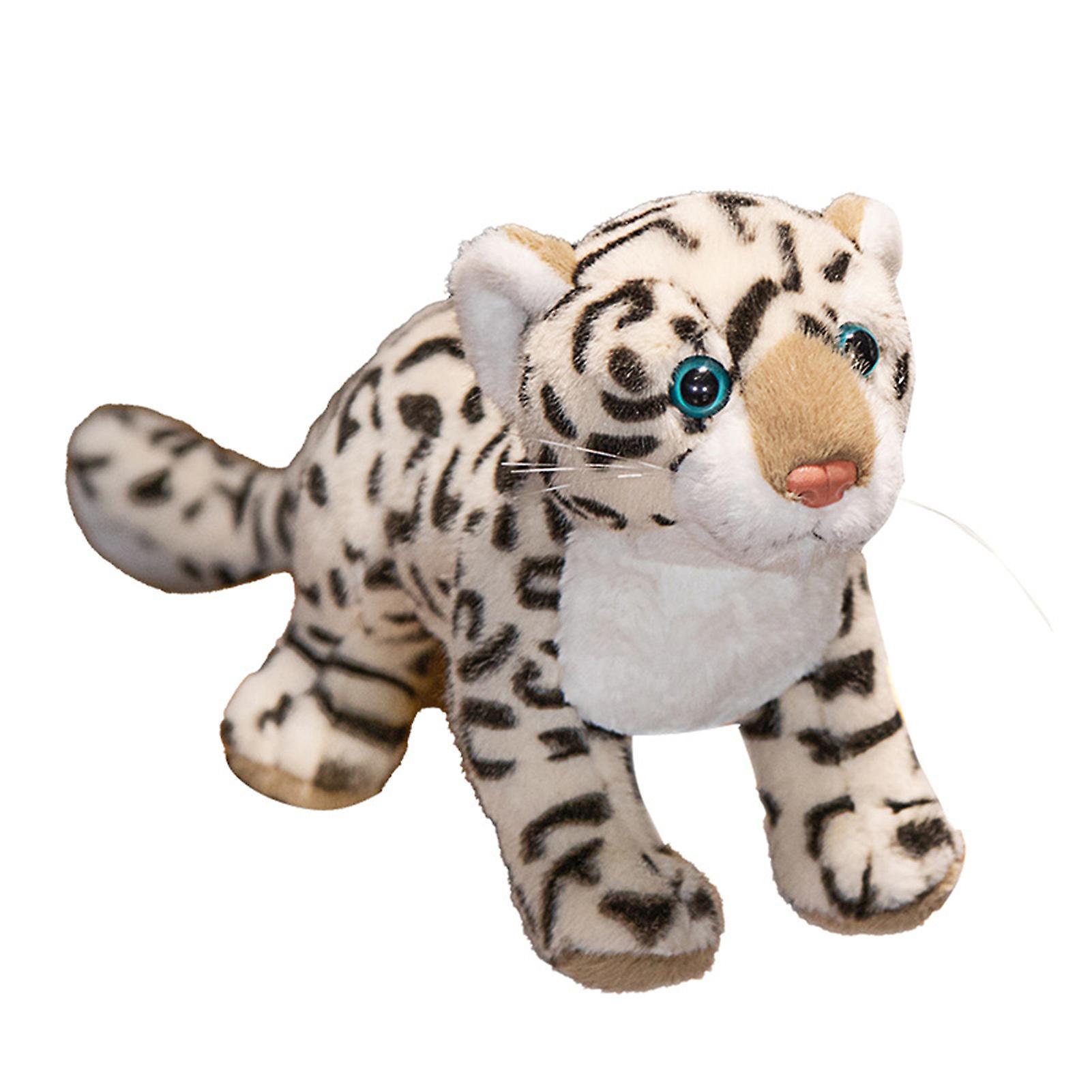 Remorui Simulation Snow Leopard Plush Doll Three-dimensional Wild Animal Plushie Stuffed Animal Doll Leopard Plush Toy Home Decoration L