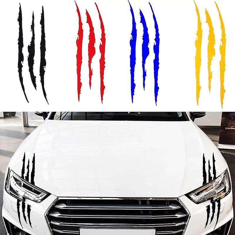 Hazell 2024  New  2pcs Car Stickers Reflective Monster Claw Marks Scratch Stripe Marks Auto Headlight Decal Dinosaur Raptor Scratches Decor