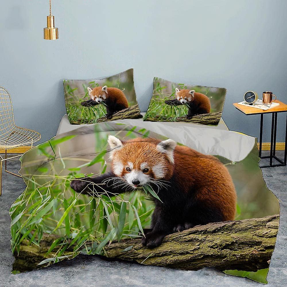 Kerota Duvet Cover Red Panda D - Comfortable Microfiber People Bedding Set with Zip, Pillowcase 135*200 CM Single135x200cm