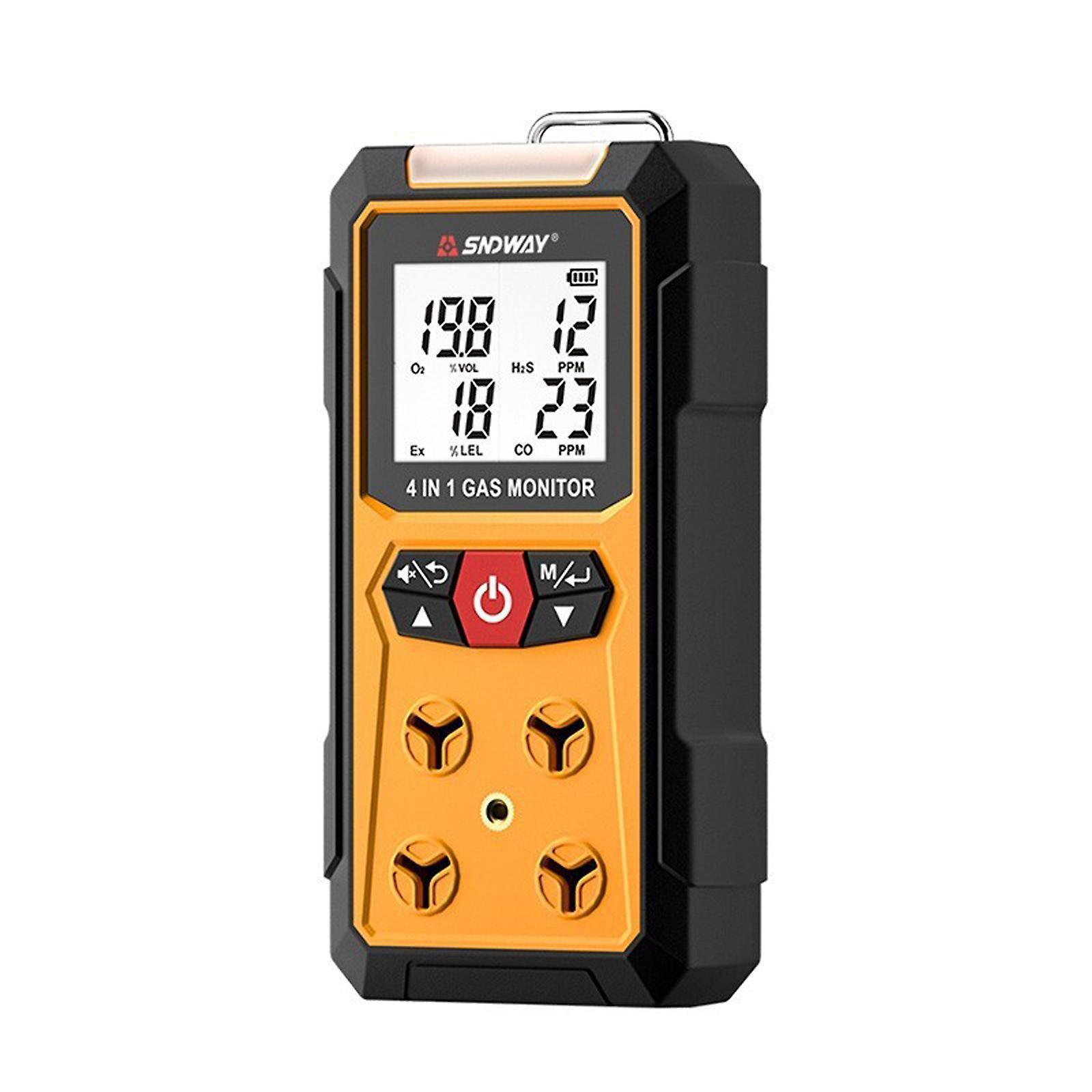 Siguang 4-IN-1 Gas Leak Detector for H2S, CO, O2, EX - Rechargeable LCD Safety Monitor for Home & Workplaces