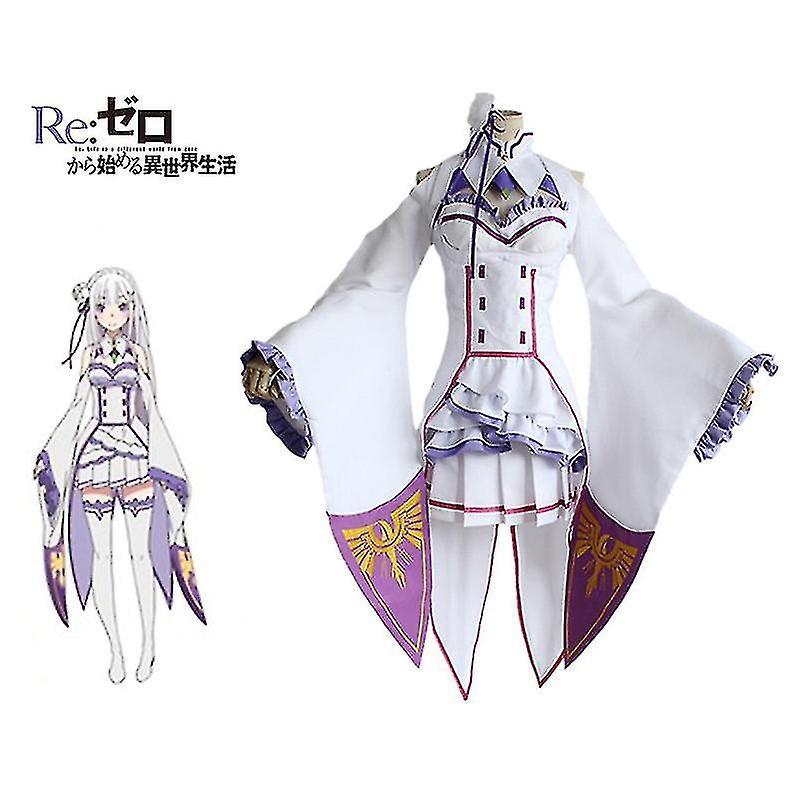 Cytlv Emilia Cosplay Re: Zero Hajimeru Isekai Seikatsu Starting Life In Another World Japanese Anime White Costume M