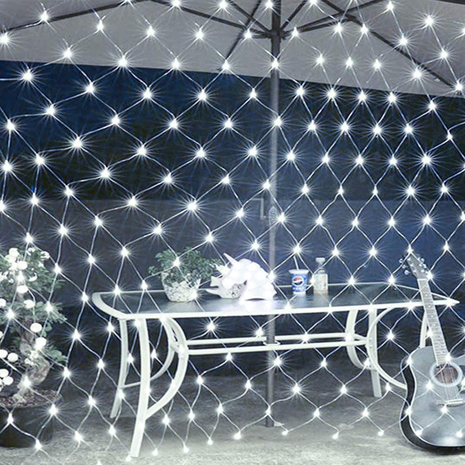 Longzhen 200 Led Net Lights Outdoor, 3m X 2m Mesh Fairy String Lights Mains Powered Plug In, 8 Modes Weatherproof Garden Net Curtain Lights Clear W...