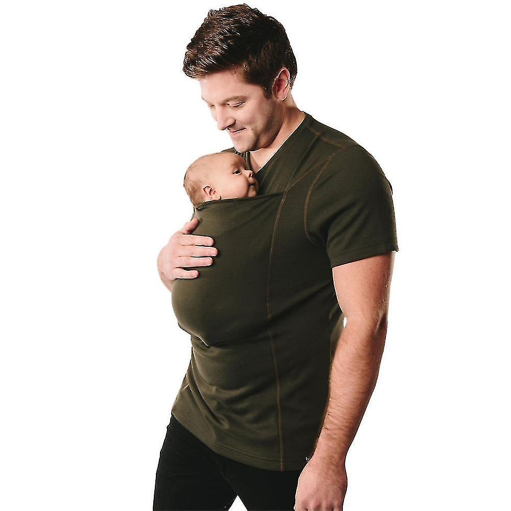 Lanou Men's Kangaroo Dad T-shirts Baby Carrier T-shirt Green M