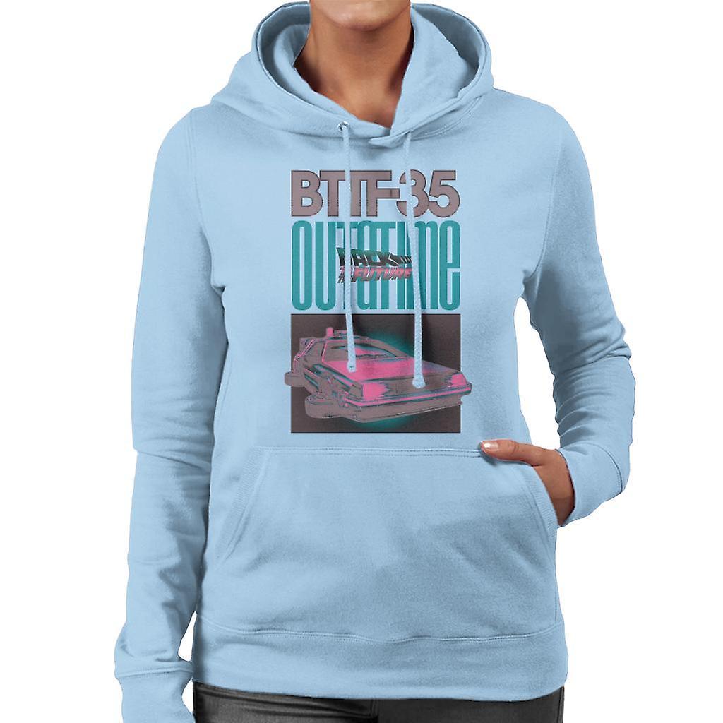 Back to the Future Delorean 35 Outatime Women's Hooded Sweatshirt Sky Blue Large