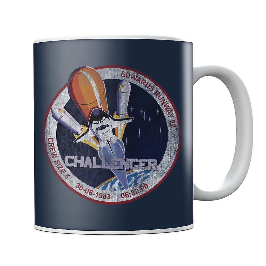 NASA STS 6 Challenger Mission Badge Distressed Mug Navy Blue 10oz