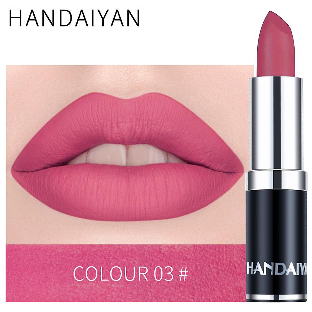 HANDAIYAN Professional Matte 12 Colors Makeup Lipstick Lips Waterproof Lipstick Long Lasting Pigment Velvet Matte Lipstick Lip Matte (3#)