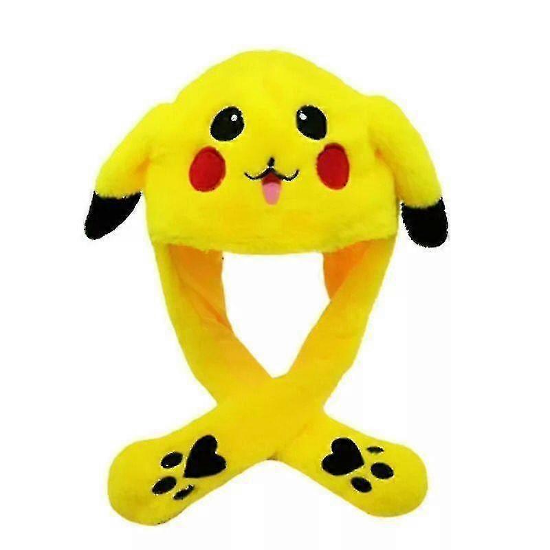 Bagadawang Pikachu Hat Rabbit Ear Moving Jumping Hat Funny Bunny Plush Hat Cap