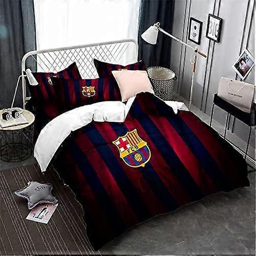 Kerota FC Barcelona Football Team Microfiber Quilt Set with Zippered Duvet Cover and Pillowcases) King220x240cm