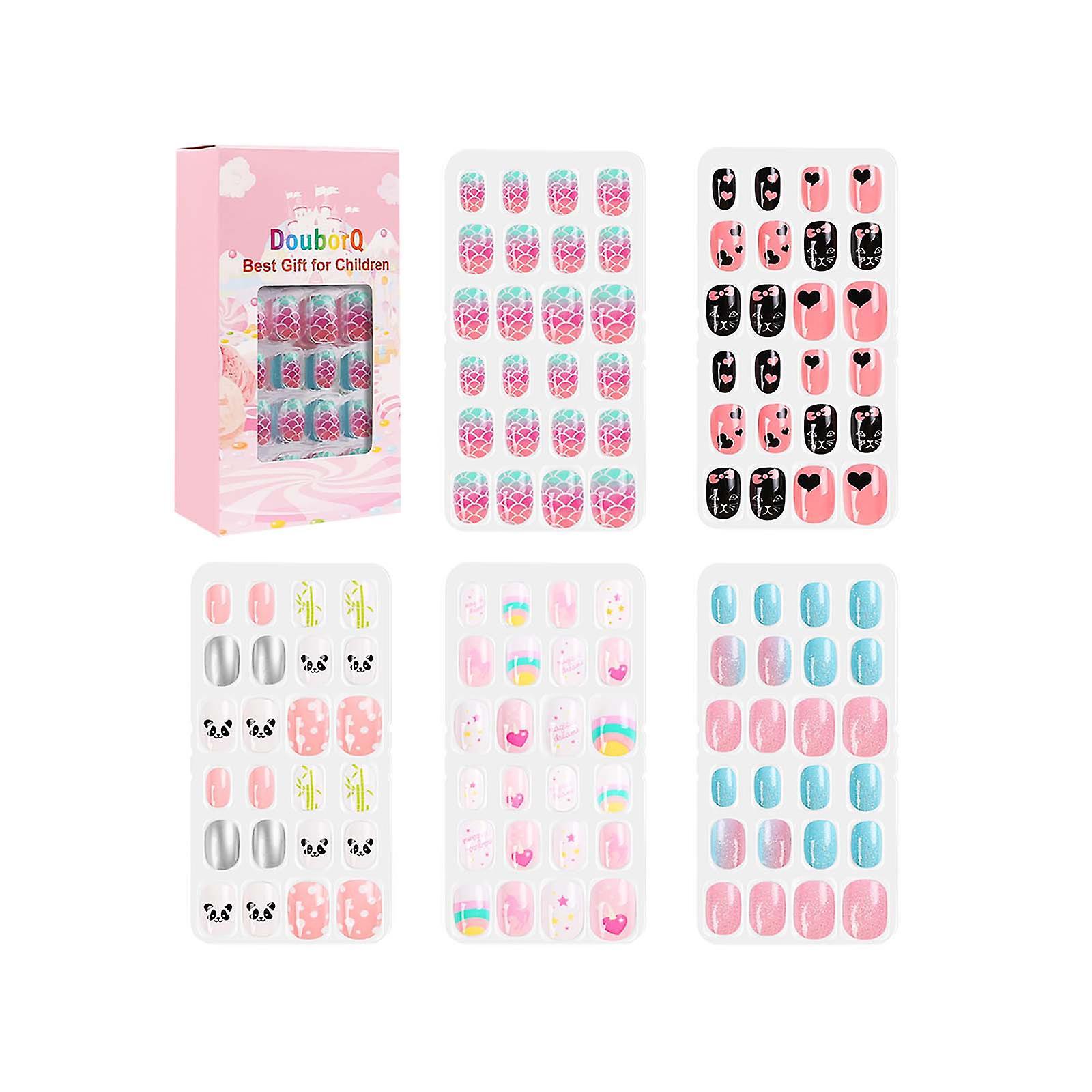 Flye Douborq 120 Pieces Of Children's Nail Pieces And False Nail Pieces Set Multicolor