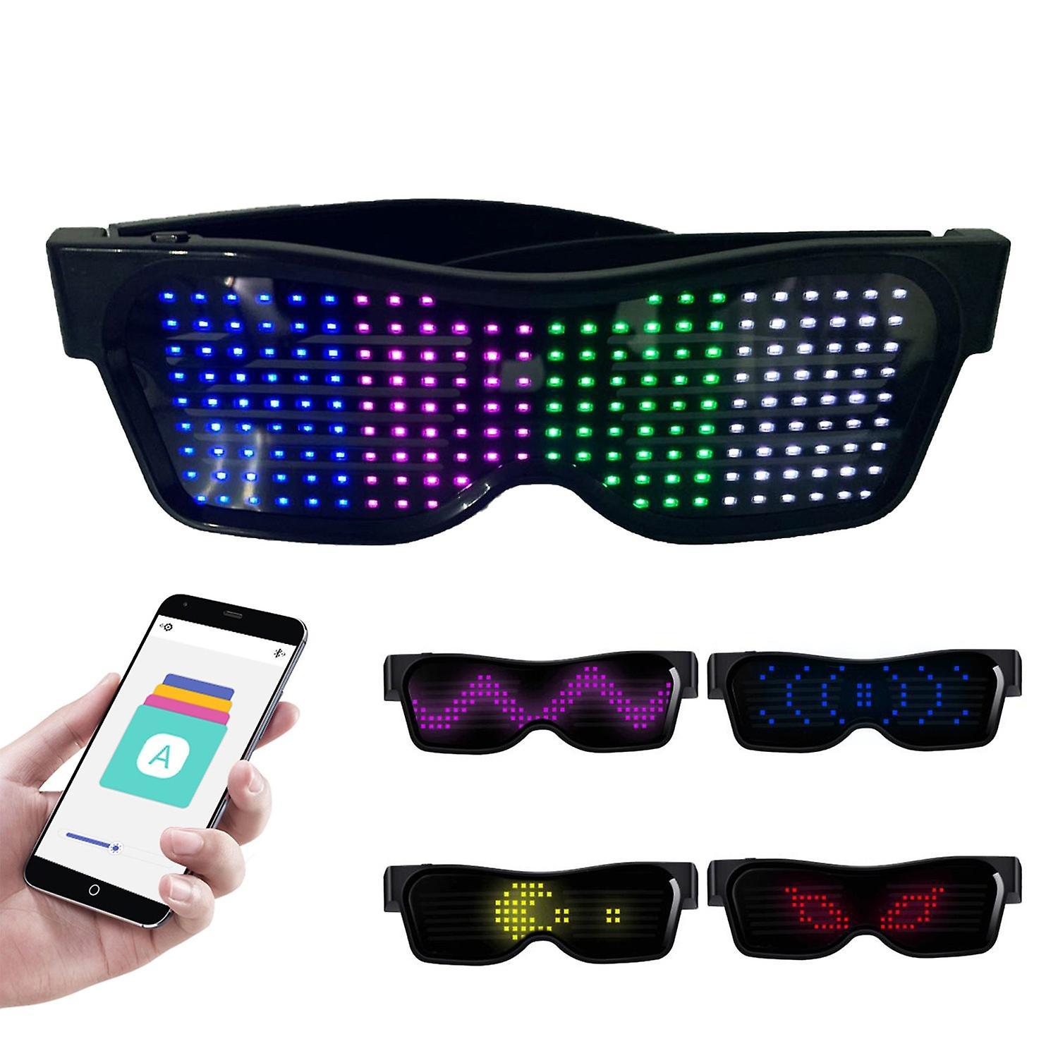 Aoresac LED Glasses Customizable BT LED Glasses Colorful Light Glow Glasses DIY Messages 31 Animations 11 Pi