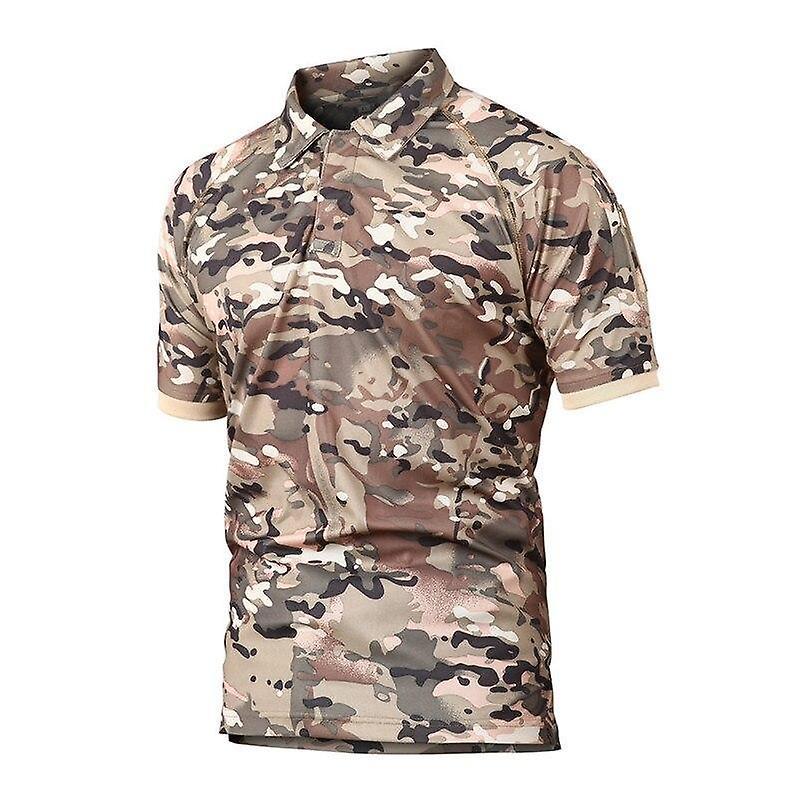 Slowmoose Men's Quick Dry Camo Tactical T-shirt, Outdoor Climbing Army Training Short CP M