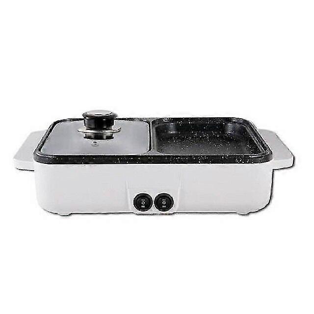 Wiuo 2 In 1 Electric Hot Pot Cooker Bbq 1400w Grill Multicooker Electric Bbq Grill Non Stick Plate Barbecue Pan Hot Pot 110v-220v White