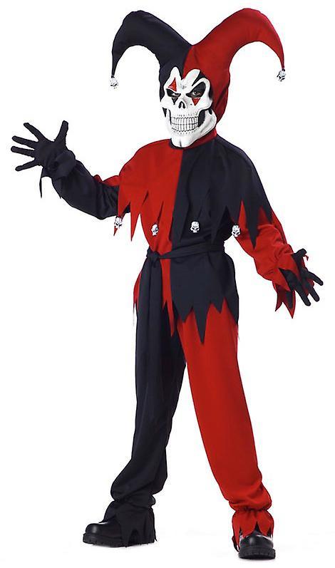 California Costume Collections Evil Jester Mardi Gras Red Black Joker Horror Clown Halloween Boys Costume Medium (8-10)