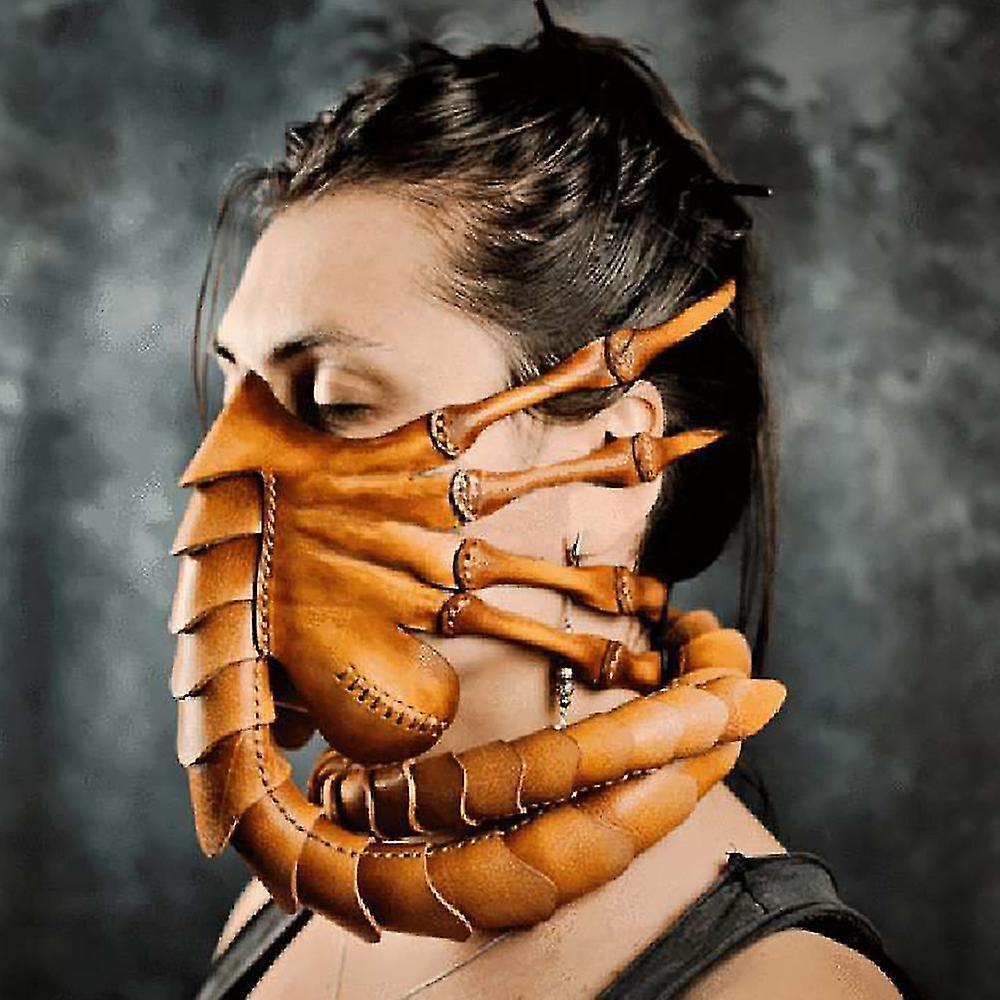 Cryin Halloween Party Horror Alien Facehugger Latex Scorpion Masks Covers Cosplay Prop brown