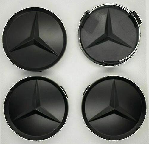 Sega Mercedes matt black center hub alloy wheel caps 75mm set of 4 pcs