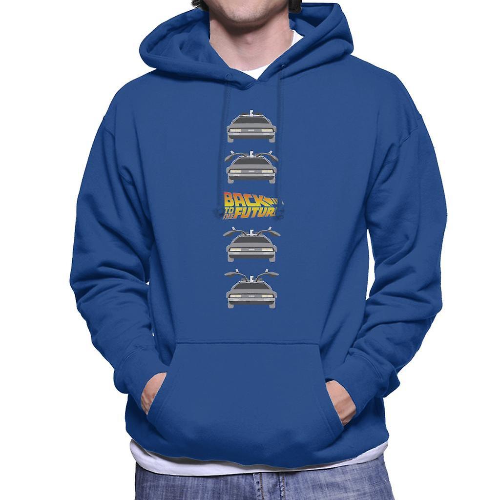 Back to the Future Delorean Doors Opening Men's Hooded Sweatshirt Royal Blue Medium