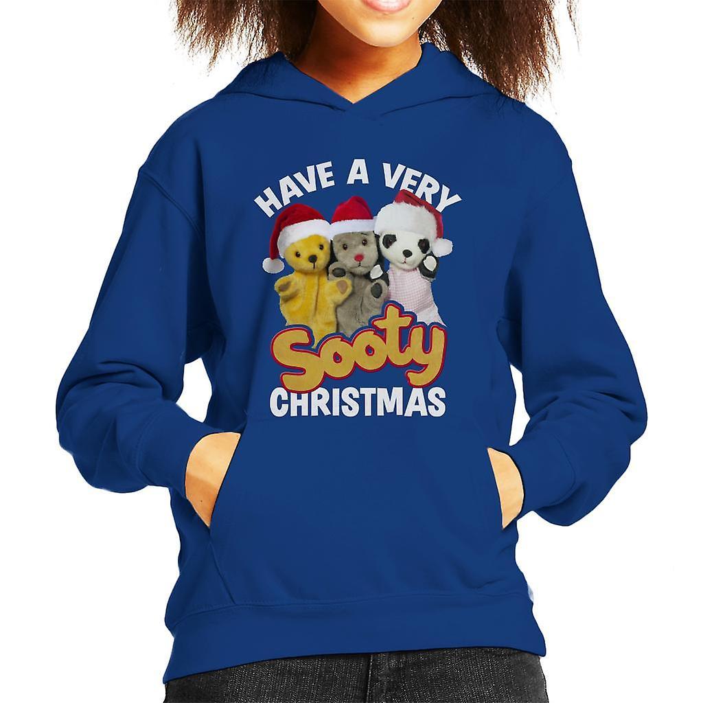 Sooty Christmas Have A Very Sooty Christmas Kid's Hooded Sweatshirt Royal Blue Small (5-6 yrs)