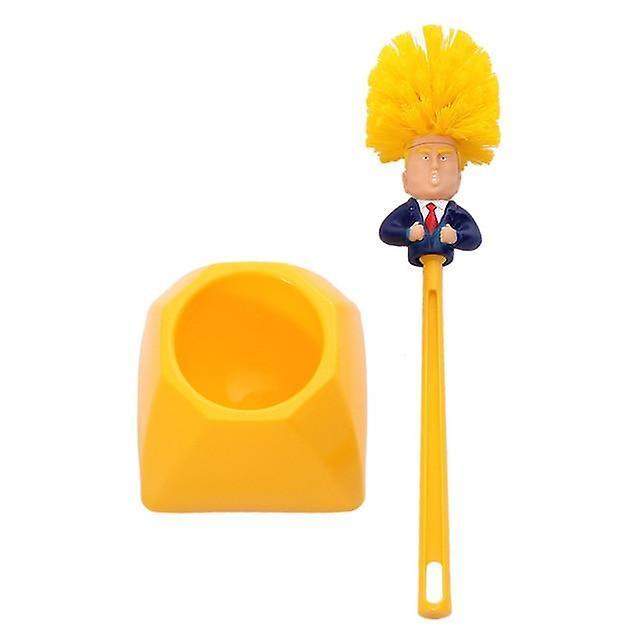 Slowmoose Donald Trump Toilet Brush Cleaner - Scrubber Trump Toilet Bowl Brush, Bathroom like set yellow