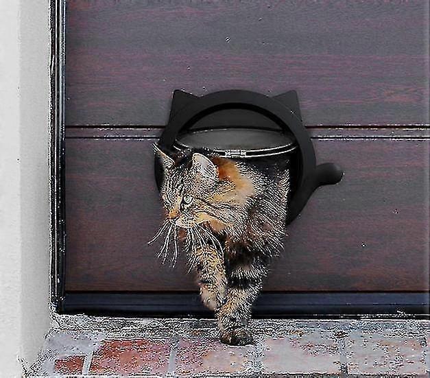 Zhiyi Cat Door For Pets Cat Flap - For Interior Doors & Exterior Doors Black