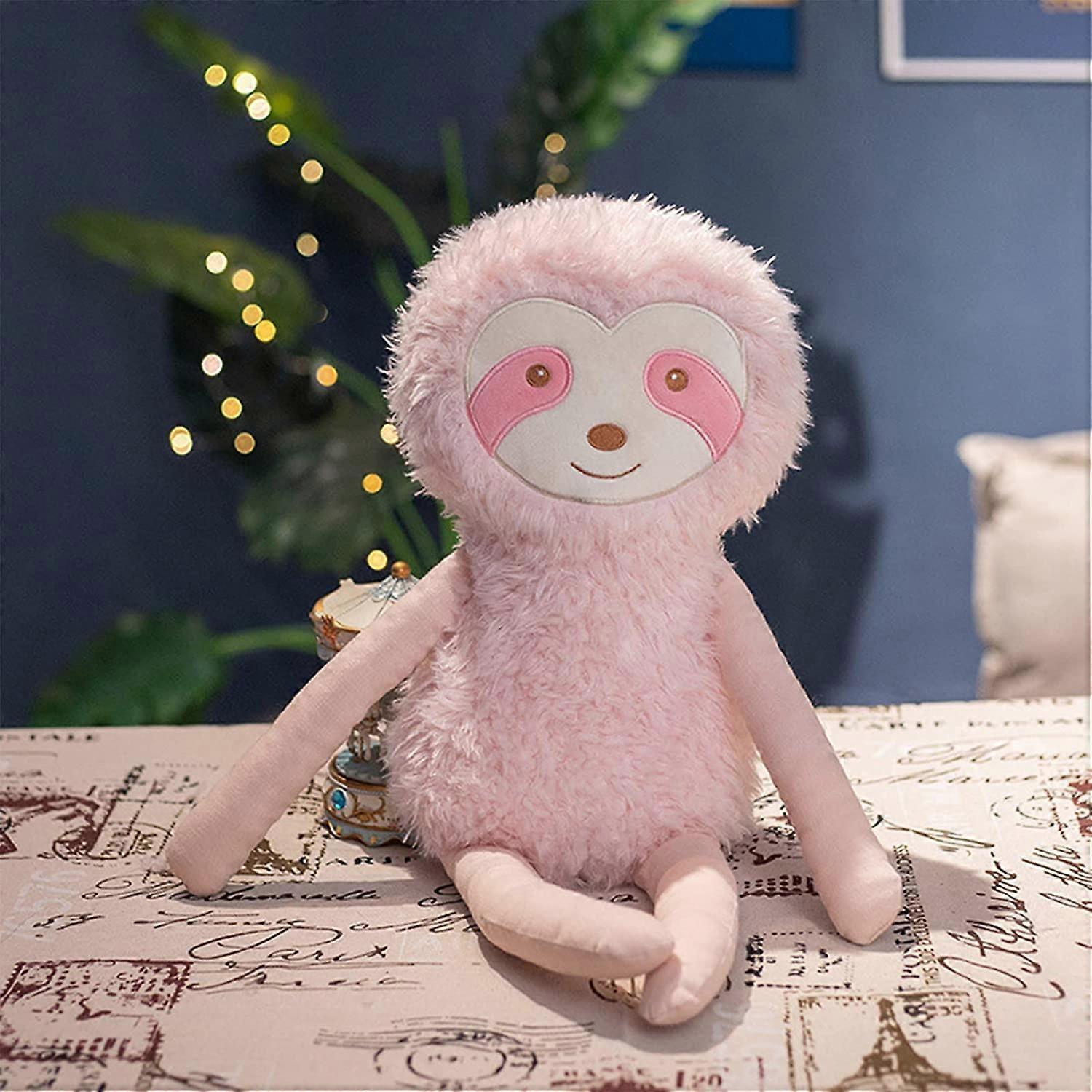 Tinor Soft Stuffed Animal Plush Toys, Cute Sloth Plush Long Hands Legs Hanging Plush Doll Brown/Pink, 19Inch