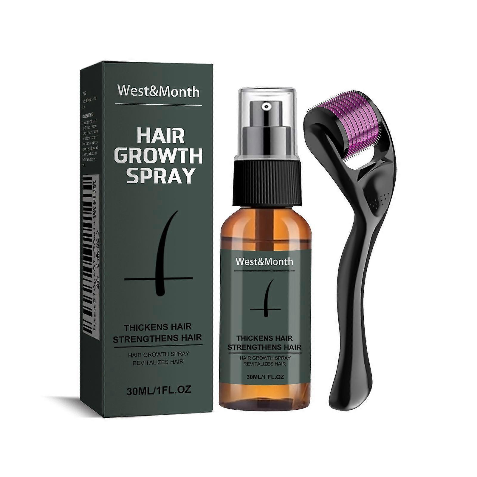 West&month 30ml Beard Growth Kit ,Beard Growth Spray Anti-hair Loss + Beard Roller Safe Painless Microneedle Roller