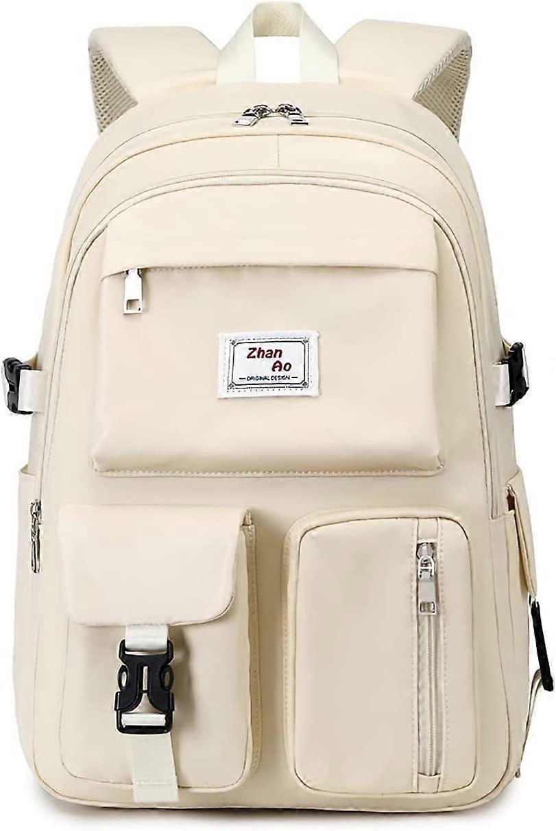 Morakot Backpack Travel Backpacks Bookbag For Women & Men Boys Girls School College Students Backpack 18in Cream