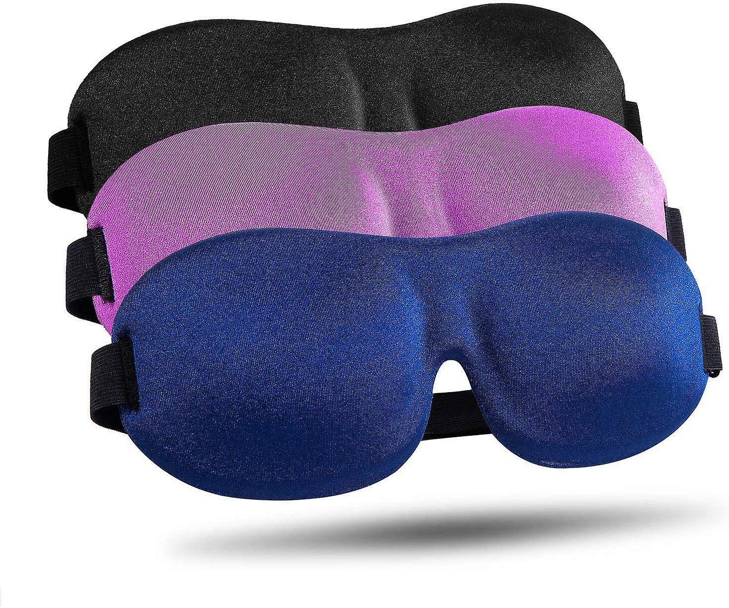 Sunrain Sleep Mask 3 Pack, Upgraded 3d Contoured 100% Blackout Eye Mask Compatible With Sl