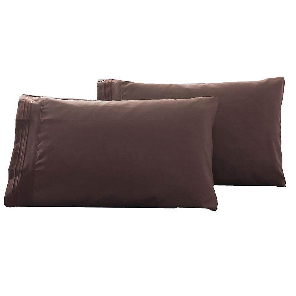 wirlsweal 2Pcs King Queen Stylish Solid Color Bed Pillow Case Cushion Cover Bedroom Decor Coffee