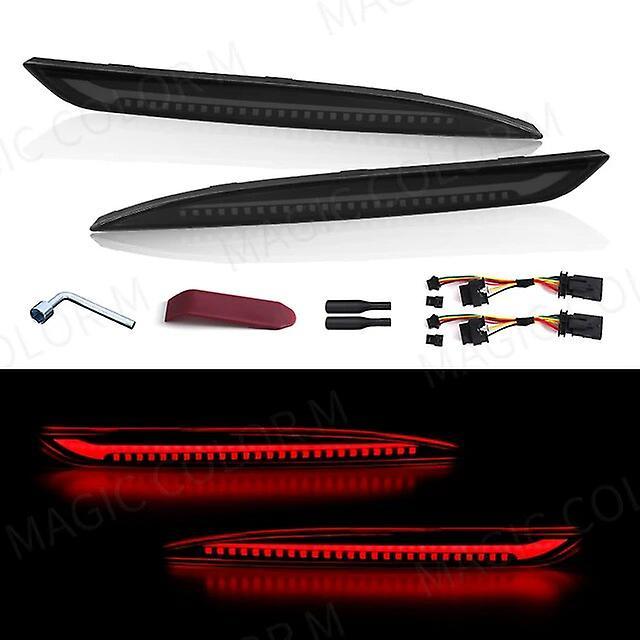 Jelivey For Tesla Model 3 Model Y 2018 2019 2020 2021 2022 2023 Led Rear Bumper Reflector 3 Functions Brake Light Dynamic Turn Signal Black Surface B