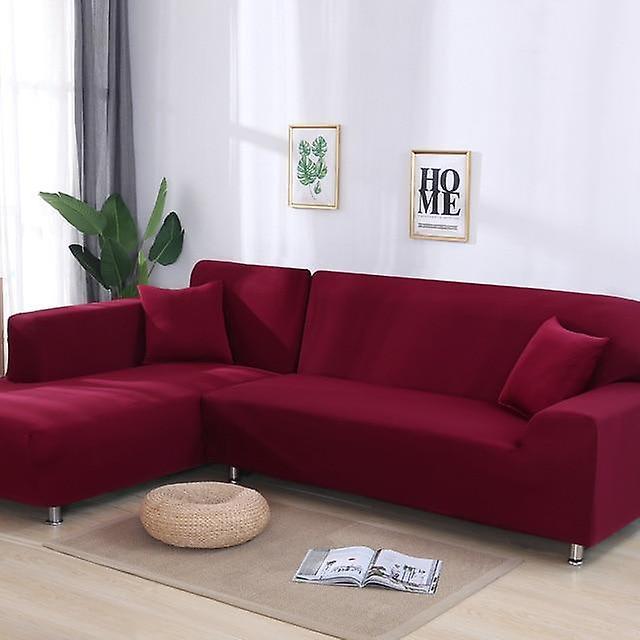 Slowmoose Solid Color Corner Sofa Covers For Living Room, Elastic Spandex Slipcovers color 4 2-seat 145-185cm 1pc