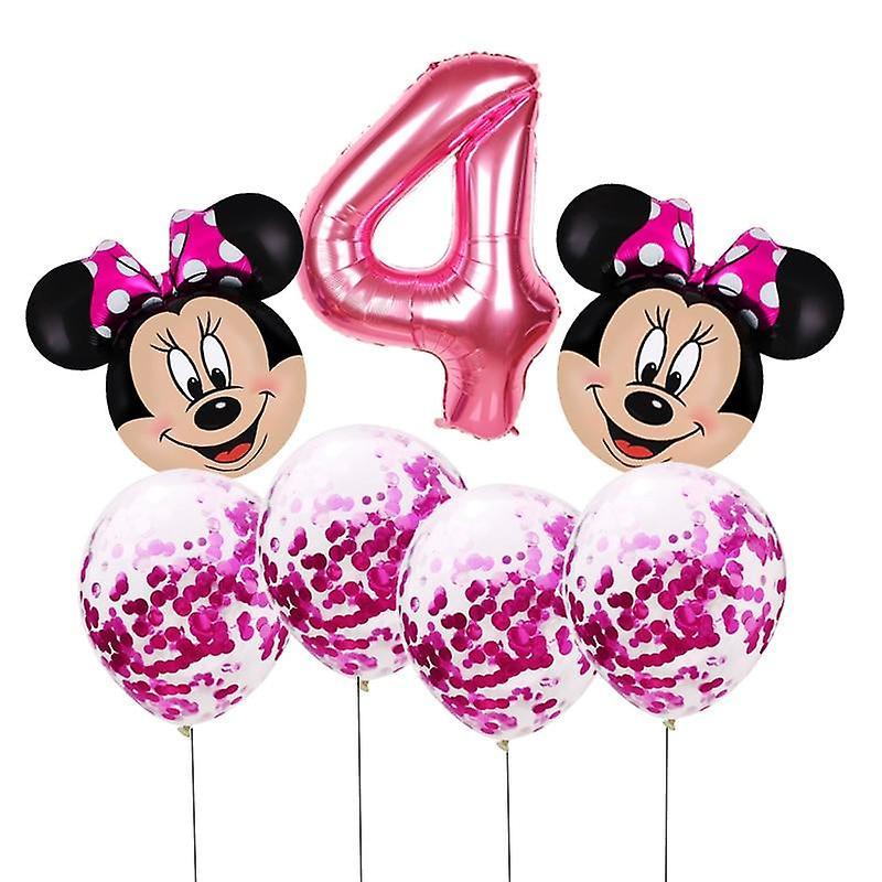 Slowmoose Mickey Mouse Head Shaped With Number-foil Balloons For Birthday Party Pink4