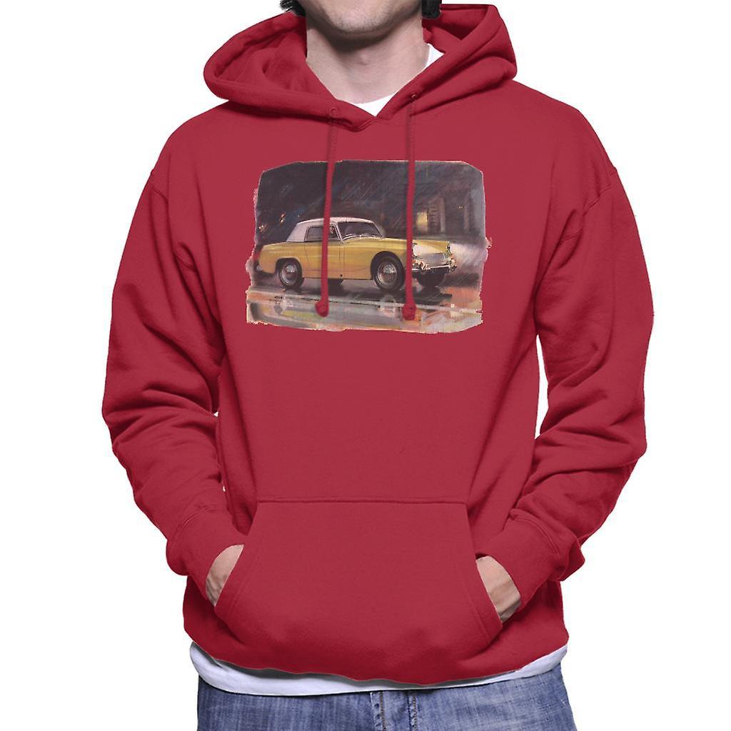 Austin Healey Yellow British Motor Heritage Men's Hooded Sweatshirt Cherry Red Large