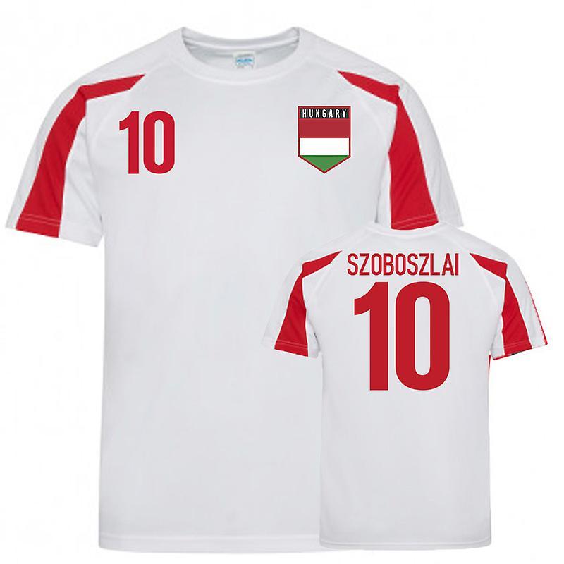 UKSoccerShop Hungary Sports Training Jersey (Szoboszlai 10) White-Red MB (7-8 Years)