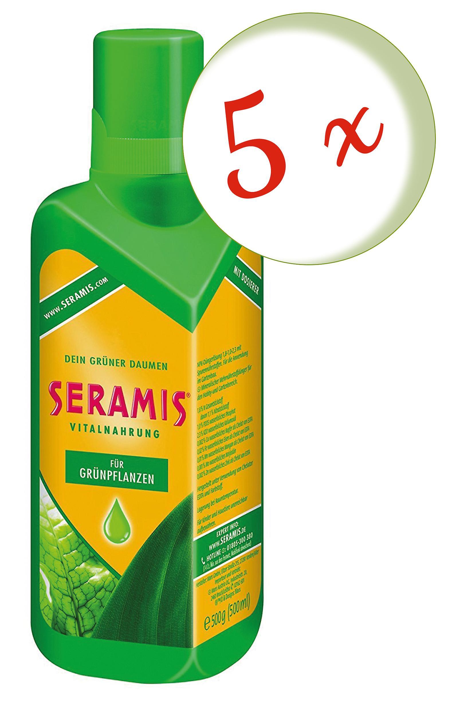 5 x SERAMIS® vital food for green plants and palm trees, 500 ml