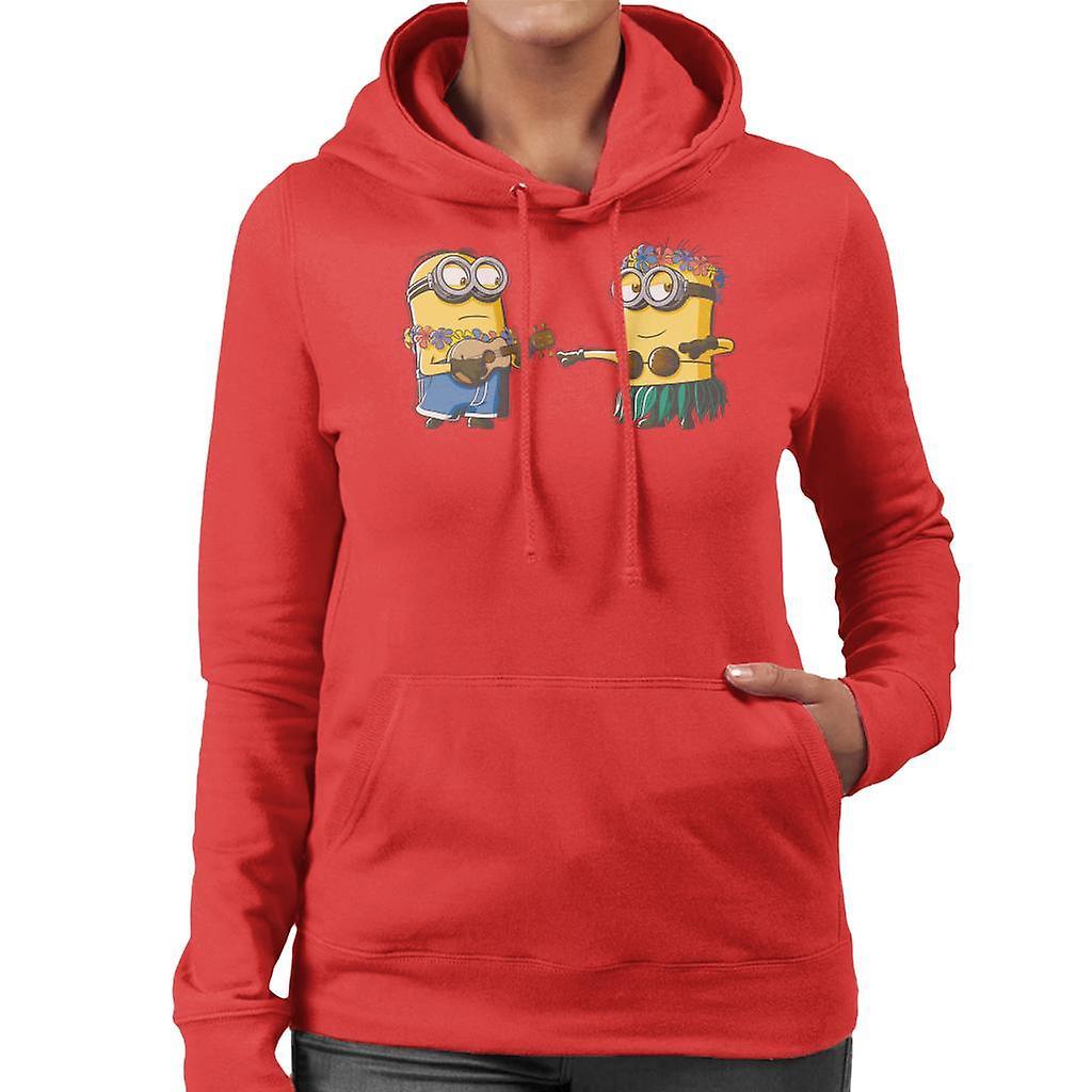 Despicable Me Minions Hula Women's Hooded Sweatshirt Red Medium