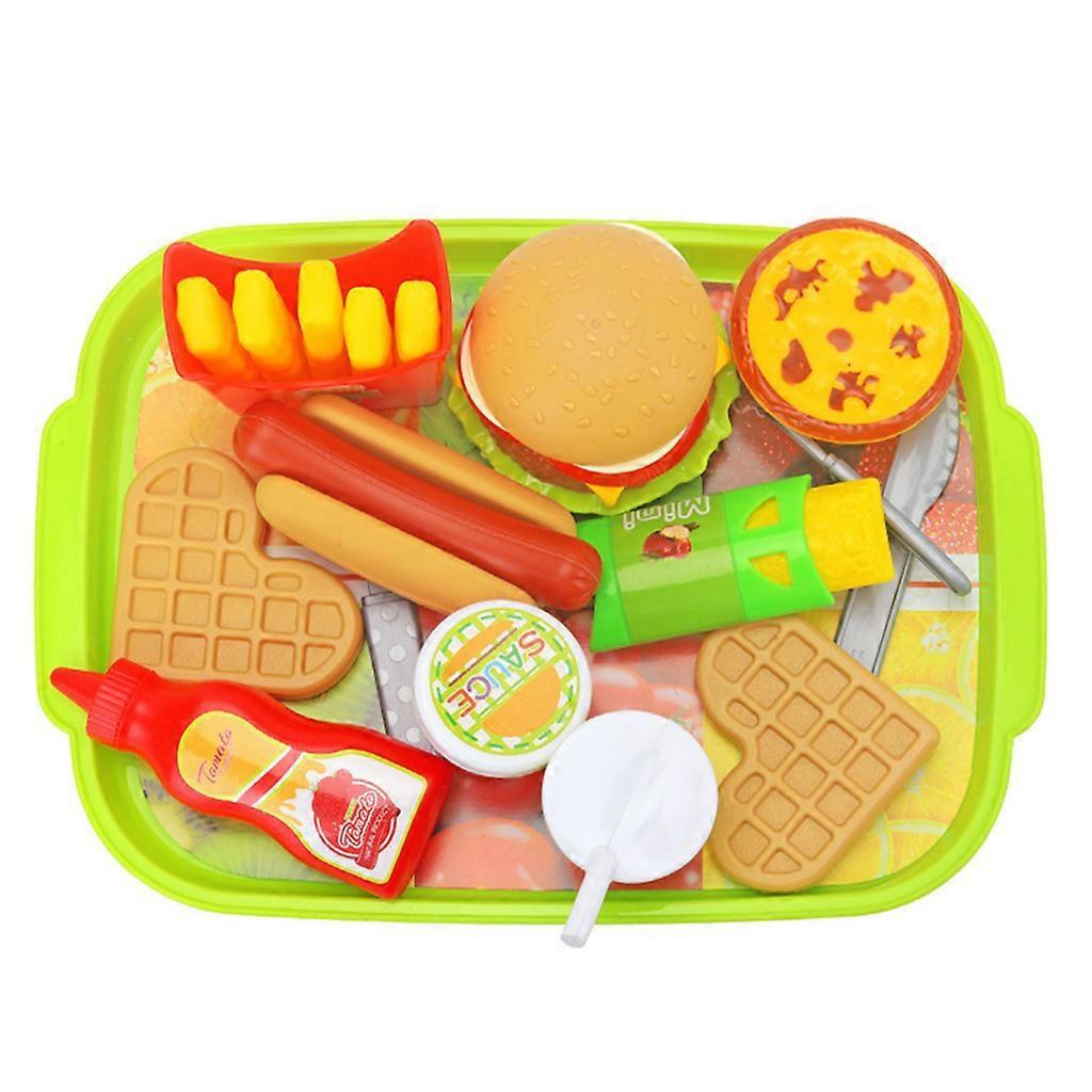 Unbrand 18/24Pcs Fancy Pretend for Play Fast Food Set Hamburger French Fries Simulation 13