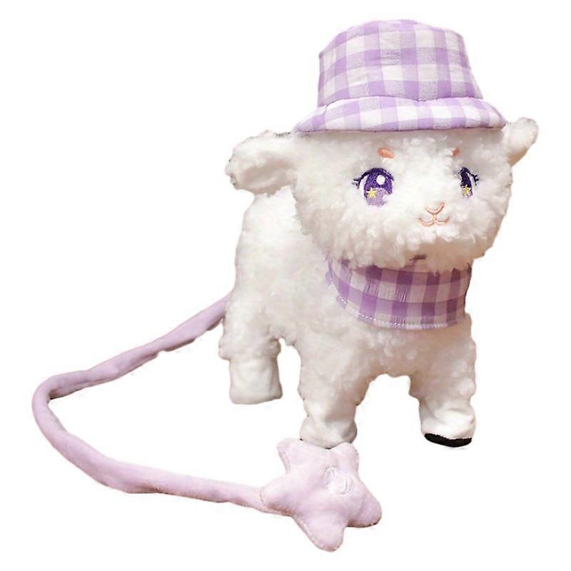 Wiuo Electric Leash Walking Lamb Toy Sings Swings and Learns to Talk Sheep Doll Childrens Day Gift Purple