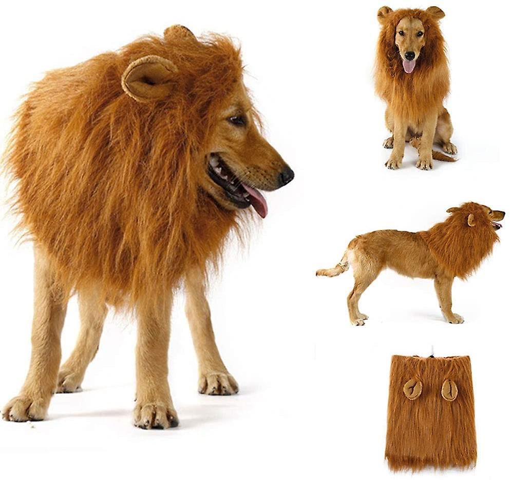 Dawnell Lion Mane Dog Costume For Medium To Large Dog And Cat Adjustable Realistic Funny Pet Lion Mane Wig With Ears Halloween Cosplay Party Holida...