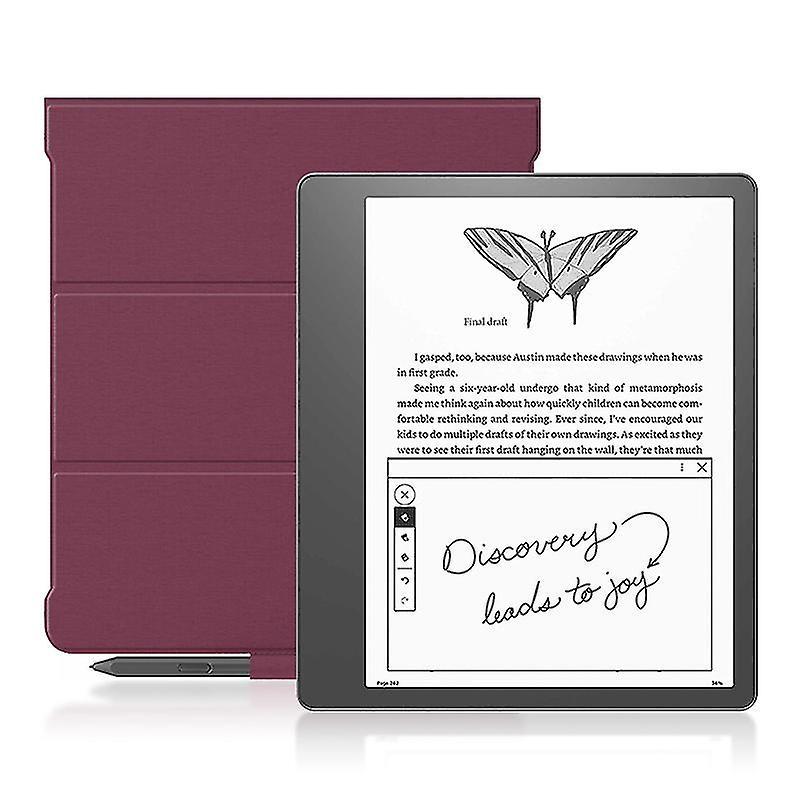 Hono For Amazon Kindle Scribe Stand Case Pu Leather + Tpu Pen Slot E-reader Protective Cover Wine Red