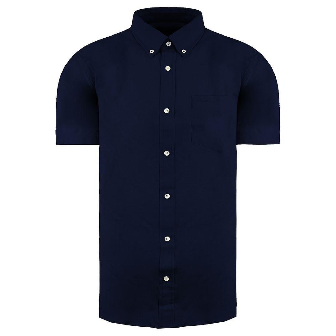 Ben Sherman Short Sleeve Collared Navy Blue Mens Oxford Shirt 0066952 NAVY M