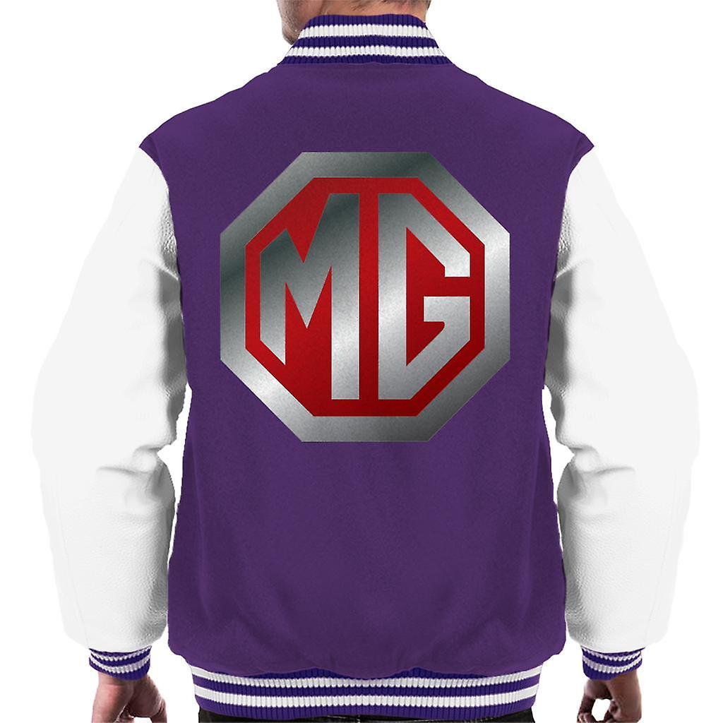 MG Shiny Red And Chrome Logo British Motor Heritage Men's Varsity Jacket Purple/White Medium