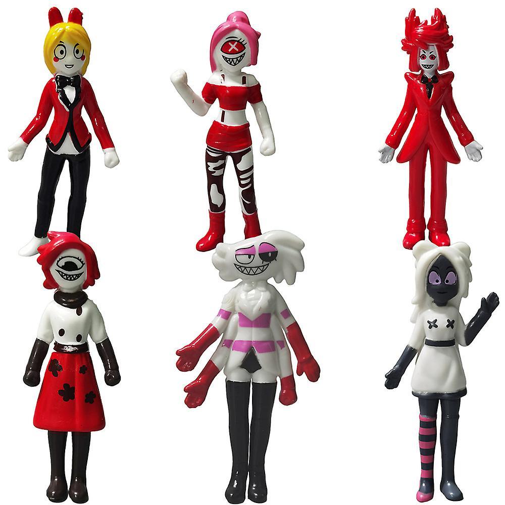 Vicbuy Gifts Home Decor Hazbin Hotel Anime Figure Toy Alastor Angel Cake Toppers Figurine Toys Collection Model 6Pcs