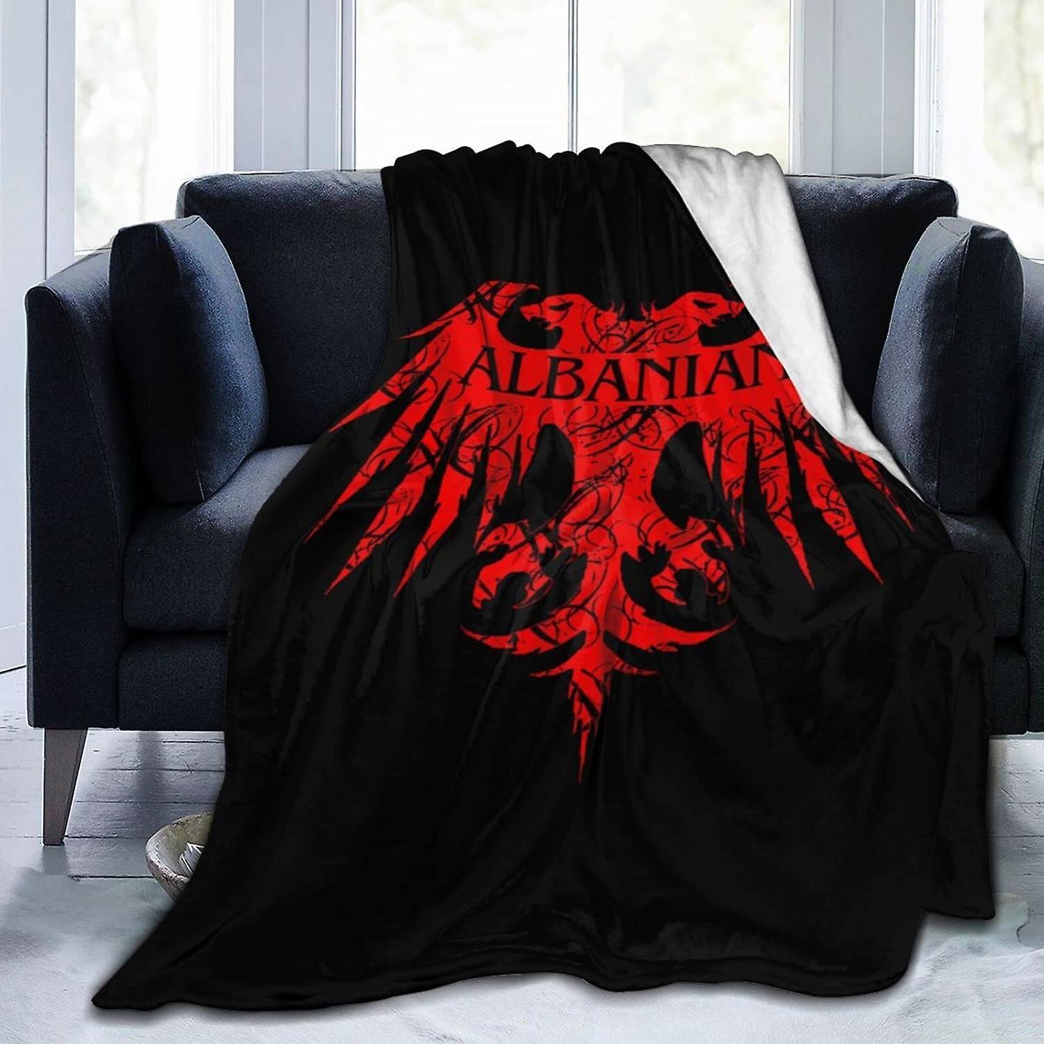 Kerota Soft Blanket Albanian Flag Flannel Blanket Super Soft Warm Lightweight Bed Throw Blanket for Home Sofa Couch 50x40in 125x100cm