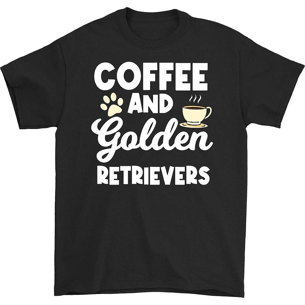 HISHARK Coffee and golden retrievers t-shirt Black XXL