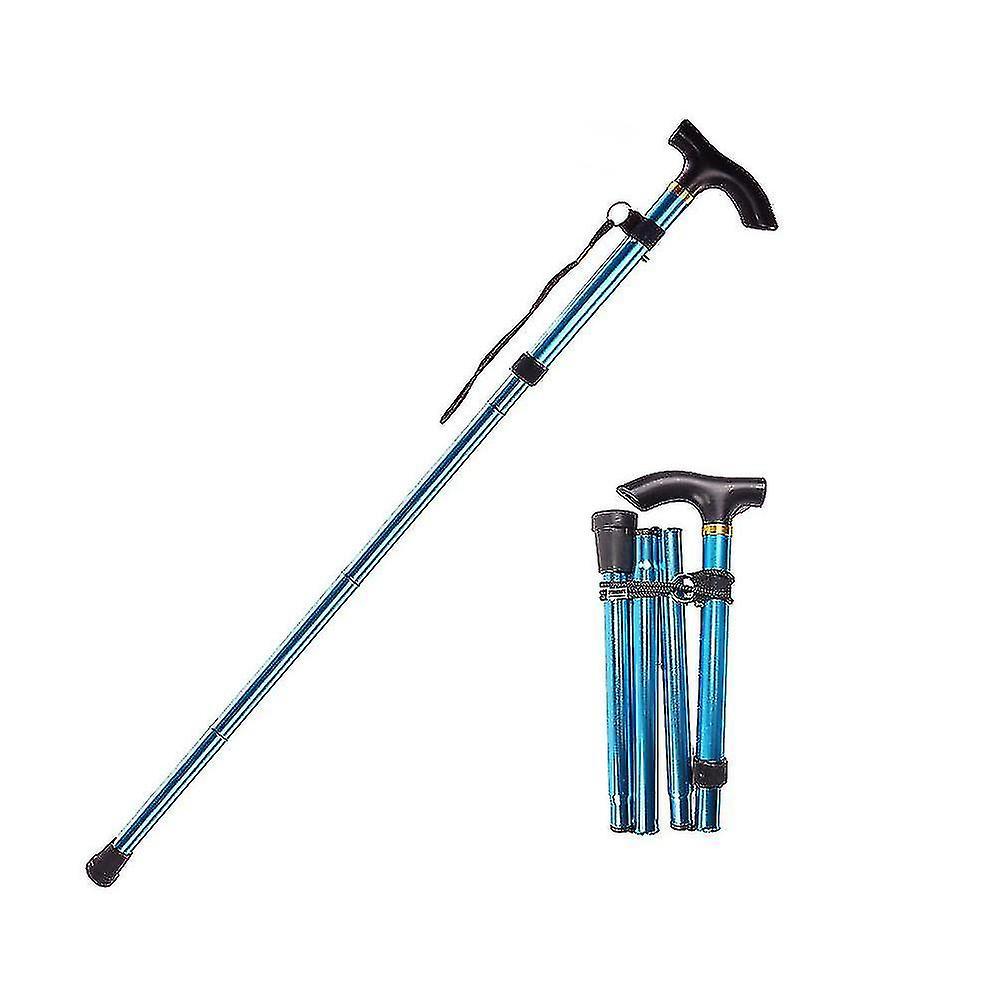 Whgirl Folding Cane, Adjustable Mobile Auxiliary Non-slip Canered Blue