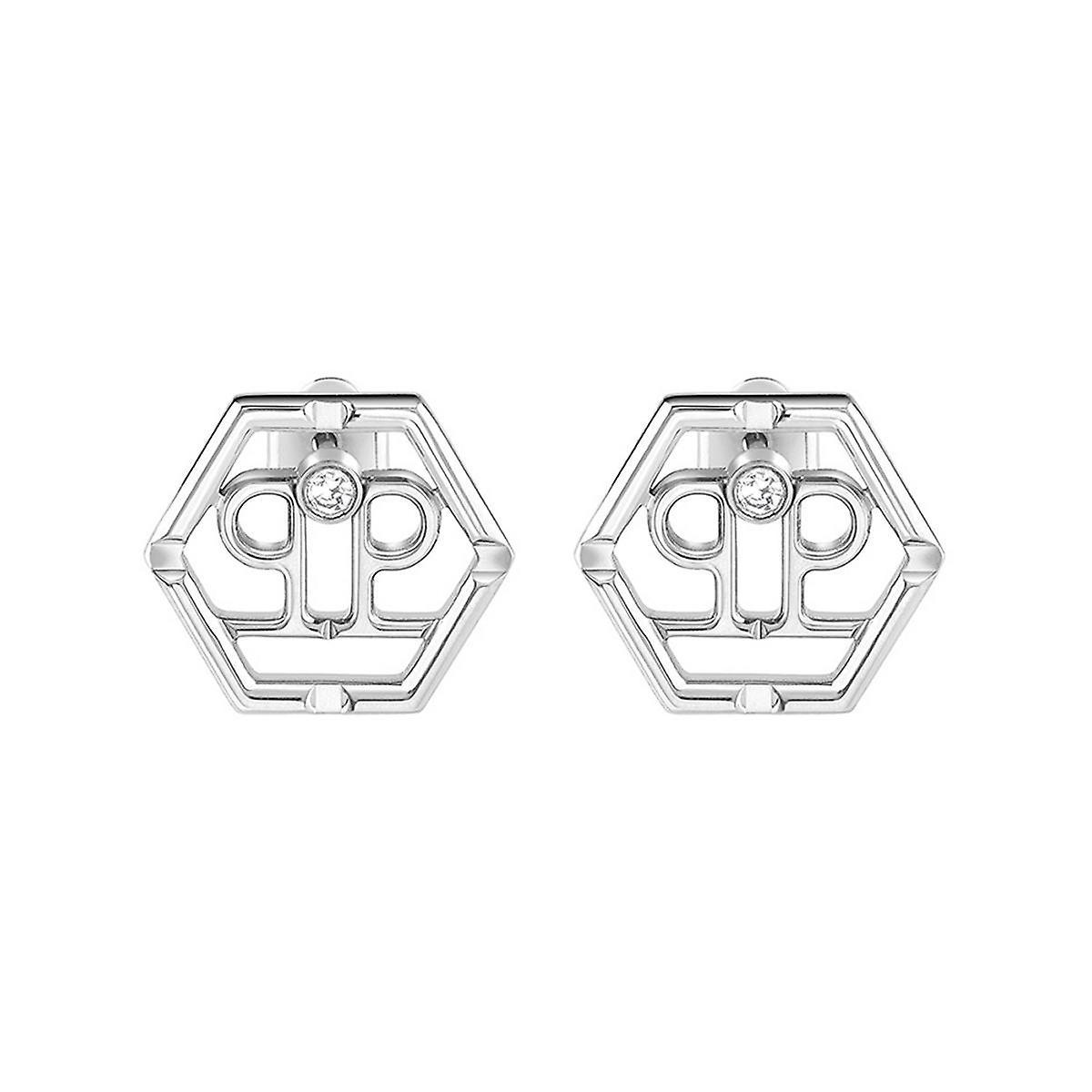 Philipp Plein Women's Earrings Studs stainless steel silver HEXAGON PJ2AA02EU