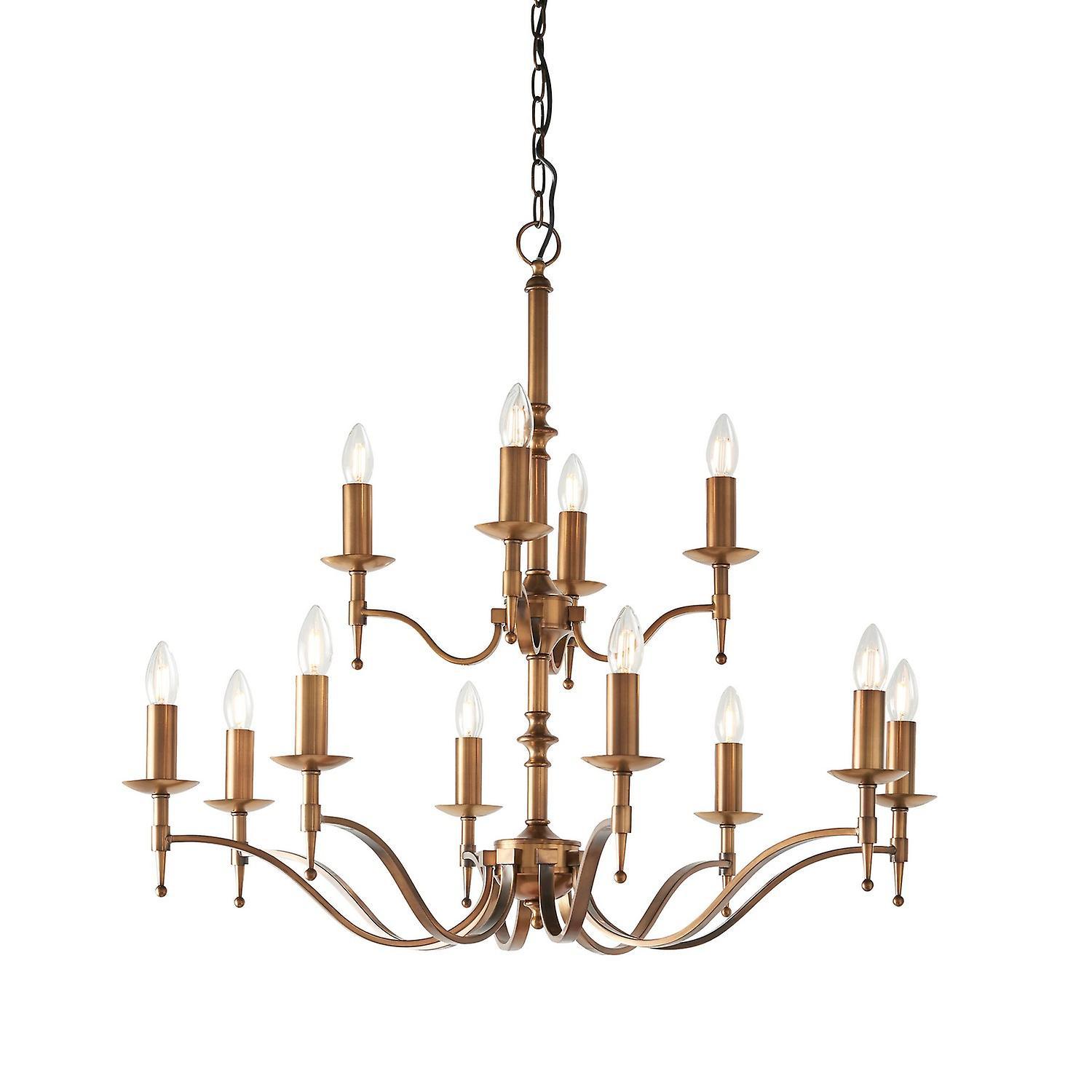 Stanford 12 Light Chandelier Antique Brass Finish E14